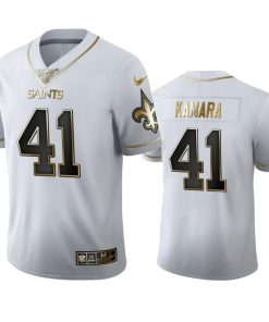 New Orleans Saints #41 Alvin Kamara Nike White Golden Edition Vapor Limited NFL 100 Jersey