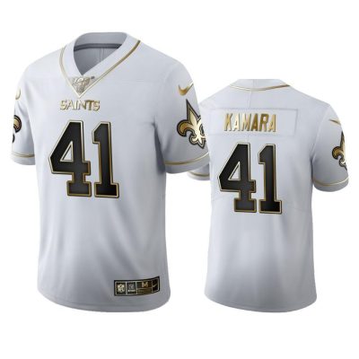 New Orleans Saints #41 Alvin Kamara Nike White Golden Edition Vapor Limited NFL 100 Jersey