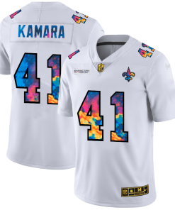 New Orleans Saints #41 Alvin Kamara White Nike Multi-Color 2020 NFL Crucial Catch Limited NFL Jersey