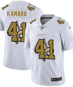 New Orleans Saints #41 Alvin Kamara White Nike Team Logo Dual Overlap Limited NFL Jersey