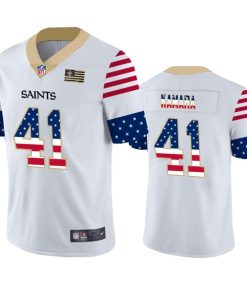 New Orleans Saints #41 Alvin Kamara White Nike Team Logo USA Flag Vapor Untouchable Limited NFL Jersey