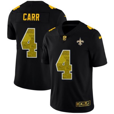 New Orleans Saints #4 Derek Carr Black Nike Golden Sequin Vapor Limited NFL Jersey