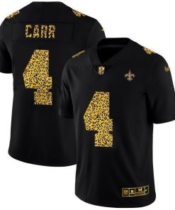 New Orleans Saints #4 Derek Carr Nike Leopard Print Fashion Vapor Limited NFL Jersey Black