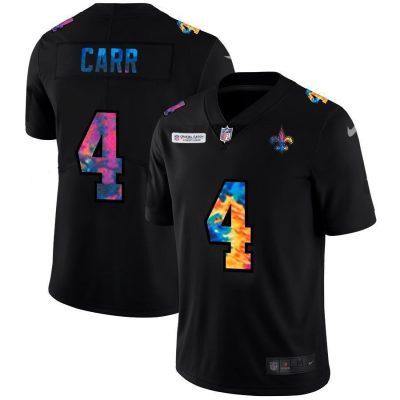 New Orleans Saints #4 Derek Carr Nike Multi-Color Black 2020 NFL Crucial Catch Vapor Untouchable Limited Jersey