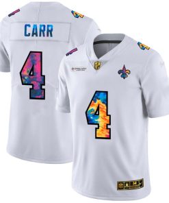 New Orleans Saints #4 Derek Carr White Nike Multi-Color 2020 NFL Crucial Catch Limited NFL Jersey