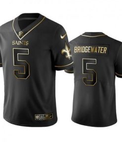 New Orleans Saints #5 Teddy Bridgewater Stitched NFL Vapor Untouchable Limited Black Golden Jersey