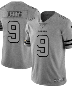 New Orleans Saints #9 Drew Brees Nike Gray Gridiron II Vapor Untouchable Limited NFL Jersey