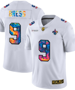 New Orleans Saints #9 Drew Brees White Nike Multi-Color 2020 NFL Crucial Catch Limited NFL Jersey
