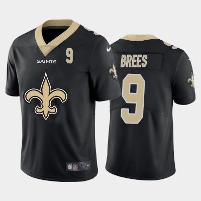 New Orleans Saints #9 Drew Brees Black Nike Big Team Logo Player Vapor Limited NFL Jersey