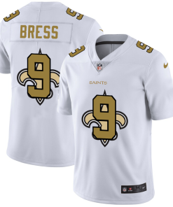New Orleans Saints #9 Drew Brees White Nike Team Logo Dual Overlap Limited NFL Jersey