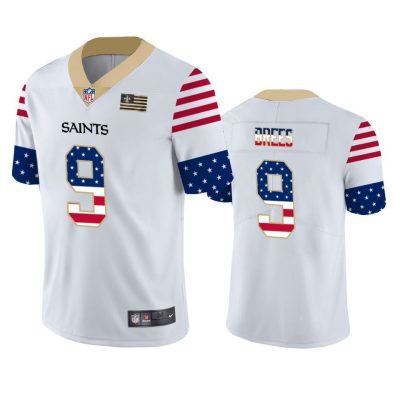 New Orleans Saints #9 Drew Brees White Nike Team Logo USA Flag Vapor Untouchable Limited NFL Jersey