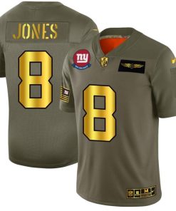 New York Giants #8 Daniel Jones NFL Men's Nike Olive Gold 2019 Salute To Service Limited Jersey