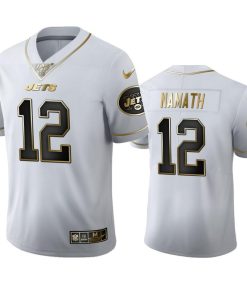 New York Jets #12 Joe Namath Nike White Golden Edition Vapor Limited NFL 100 Jersey