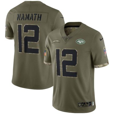 New York Jets #12 Joe Namath Nike 2022 Salute To Service Limited Jersey - Olive