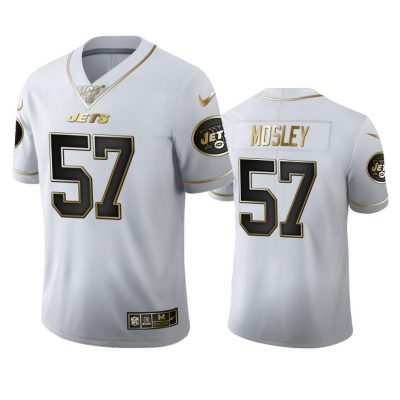 New York Jets #57 C.J. Mosley Nike White Golden Edition Vapor Limited NFL 100 Jersey