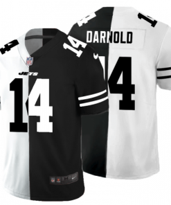 New York New York Jets #14 Sam Darnold Black V White Peace Split Nike Vapor Untouchable Limited NFL Jersey
