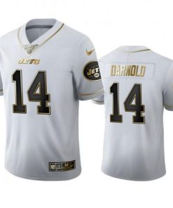 New York New York Jets #14 Sam Darnold Nike White Golden Edition Vapor Limited NFL 100 Jersey