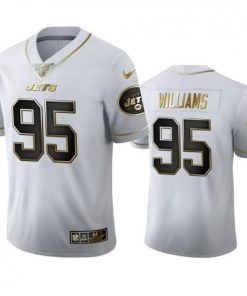 New York New York Jets #95 Quinnen Williams Nike White Golden Edition Vapor Limited NFL 100 Jersey