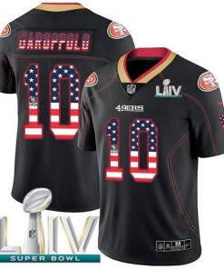 Nike 49ers #10 Jimmy Garoppolo Black Super Bowl LIV 2020 Stitched NFL Limited Rush USA Flag Jersey