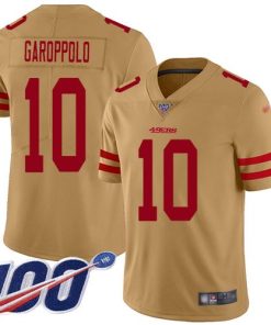 Nike 49ers #10 Jimmy Garoppolo Gold Stitched NFL Limited Inverted Legend 100th Season Jersey