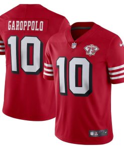 Nike 49ers #10 Jimmy Garoppolo Red Rush 75th Anniversary Stitched NFL Vapor Untouchable Limited Jersey