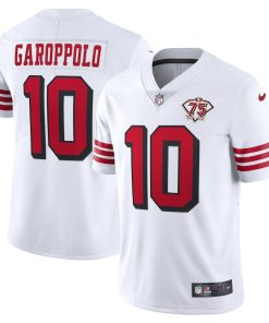 Nike 49ers #10 Jimmy Garoppolo White Rush 75th Anniversary Stitched NFL Vapor Untouchable Limited Jersey