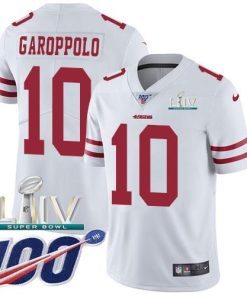 Nike 49ers #10 Jimmy Garoppolo White Super Bowl LIV 2020 Stitched NFL 100th Season Vapor Limited Jersey