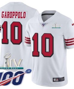 Nike 49ers #10 Jimmy Garoppolo White Super Bowl LIV 2020 Rush Stitched NFL Limited 100th Season Jersey