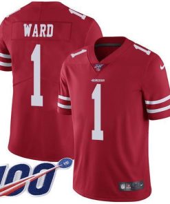 Nike 49ers #1 Jimmie Ward Red Team Color Stitched NFL 100th Season Vapor Limited Jersey