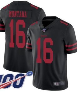 Nike 49ers #16 Joe Montana Black Alternate Stitched NFL 100th Season Vapor Limited Jersey