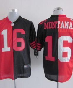 Nike 49ers #16 Joe Montana Black/Red Stitched NFL Elite Split Jersey