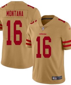 Nike 49ers #16 Joe Montana Gold Stitched NFL Limited Inverted Legend Jersey
