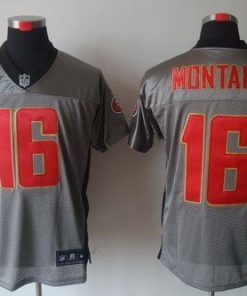 Nike 49ers #16 Joe Montana Grey Shadow Stitched NFL Elite Jersey