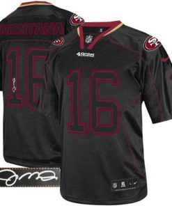 Nike 49ers #16 Joe Montana Lights Out Black Stitched NFL Elite Autographed Jersey