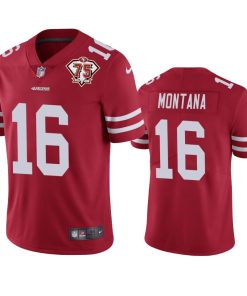 Nike 49ers #16 Joe Montana Red 75th Anniversary Stitched NFL Vapor Untouchable Limited Jersey