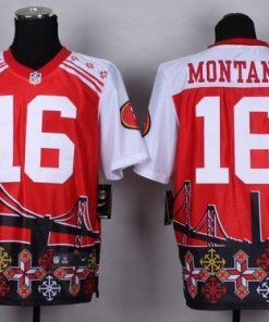 Nike 49ers #16 Joe Montana Red Stitched NFL Elite Noble Fashion Jersey