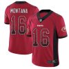 Nike 49ers #16 Joe Montana Red Team Color Stitched NFL Limited Rush Drift Fashion Jersey
