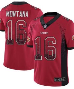 Nike 49ers #16 Joe Montana Red Team Color Stitched NFL Limited Rush Drift Fashion Jersey