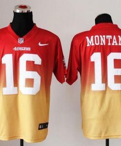 Nike 49ers #16 Joe Montana Red/Gold Stitched NFL Elite Fadeaway Fashion Jersey