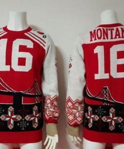 Nike 49ers #16 Joe Montana Red/White Ugly Sweater