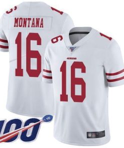 Nike 49ers #16 Joe Montana White Stitched NFL 100th Season Vapor Limited Jersey