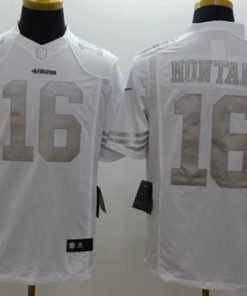 Nike 49ers #16 Joe Montana White Stitched NFL Limited Platinum Jersey
