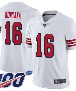 Nike 49ers #16 Joe Montana White Rush Stitched NFL Limited 100th Season Jersey