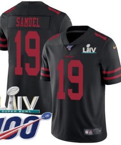 Nike 49ers #19 Deebo Samuel Black Super Bowl LIV 2020 Alternate Stitched NFL 100th Season Vapor Limited Jersey