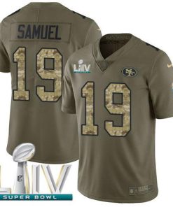 Nike 49ers #19 Deebo Samuel Olive/Camo Super Bowl LIV 2020 Stitched NFL Limited 2017 Salute To Service Jersey