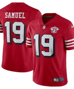 Nike 49ers #19 Deebo Samuel Red Rush 75th Anniversary Stitched NFL Vapor Untouchable Limited Jersey