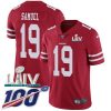 Nike 49ers #19 Deebo Samuel Red Super Bowl LIV 2020 Team Color Stitched NFL 100th Season Vapor Limited Jersey