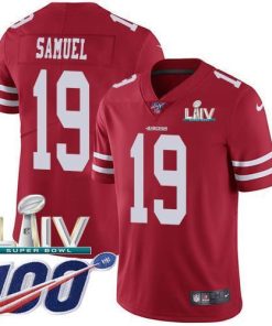 Nike 49ers #19 Deebo Samuel Red Super Bowl LIV 2020 Team Color Stitched NFL 100th Season Vapor Limited Jersey