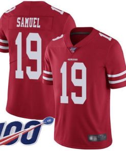 Nike 49ers #19 Deebo Samuel Red Team Color Stitched NFL 100th Season Vapor Limited Jersey