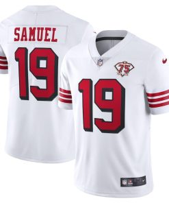 Nike 49ers #19 Deebo Samuel White Rush 75th Anniversary Stitched NFL Vapor Untouchable Limited Jersey